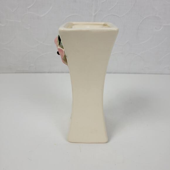 Vintage McCoy Pottery Blossom Time Flower Vase 6.5" Cream Pink 3D Art - Picture 6 of 12